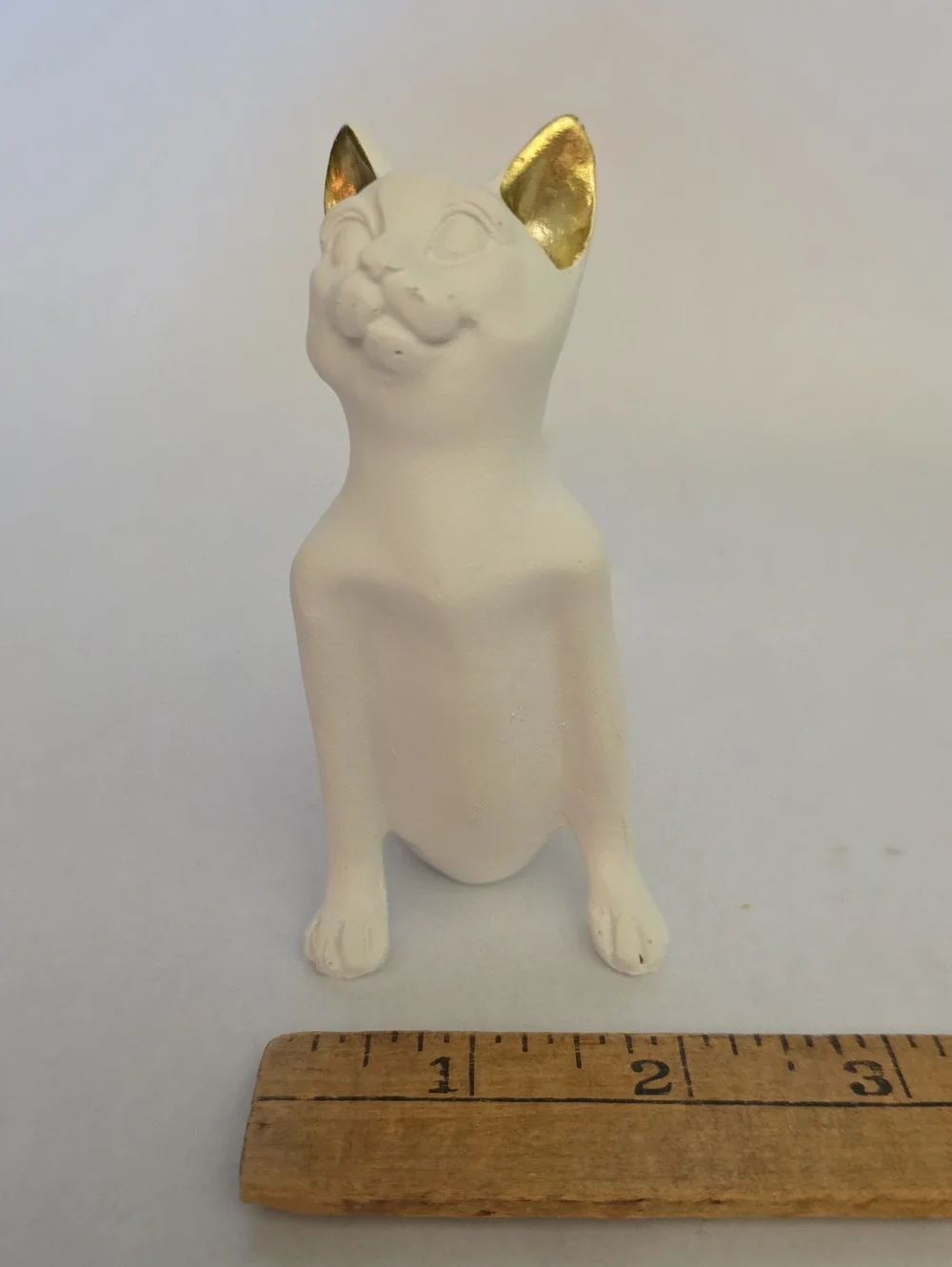 Three Hands Corp Set of 3 Yoga Cat Resin Figurines - White w/Gold Inner Ears Zen